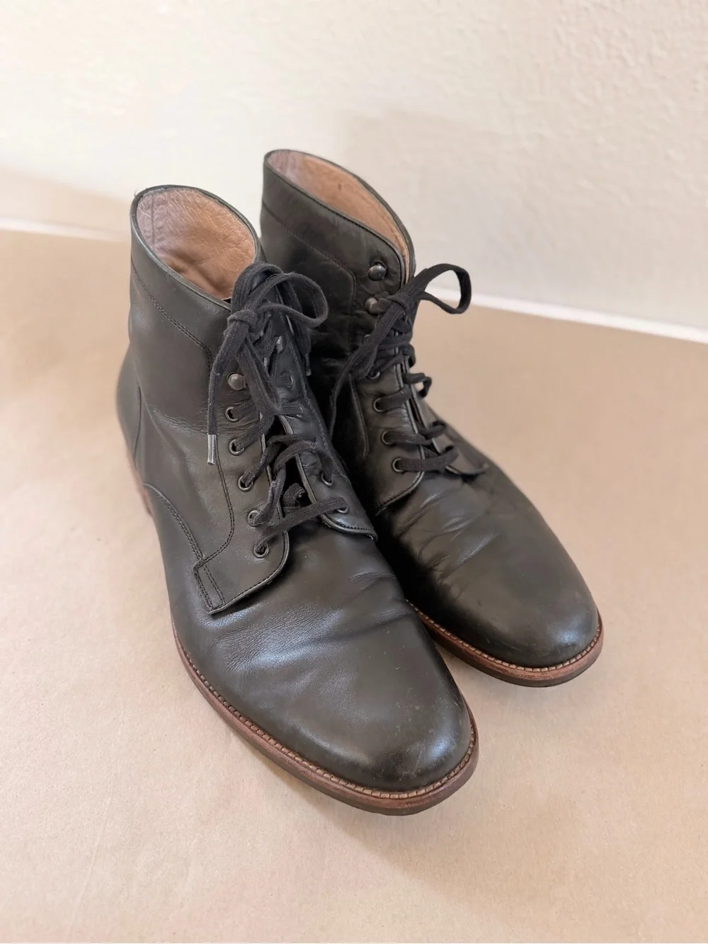 Warfield  & Grand black leather lace up boots